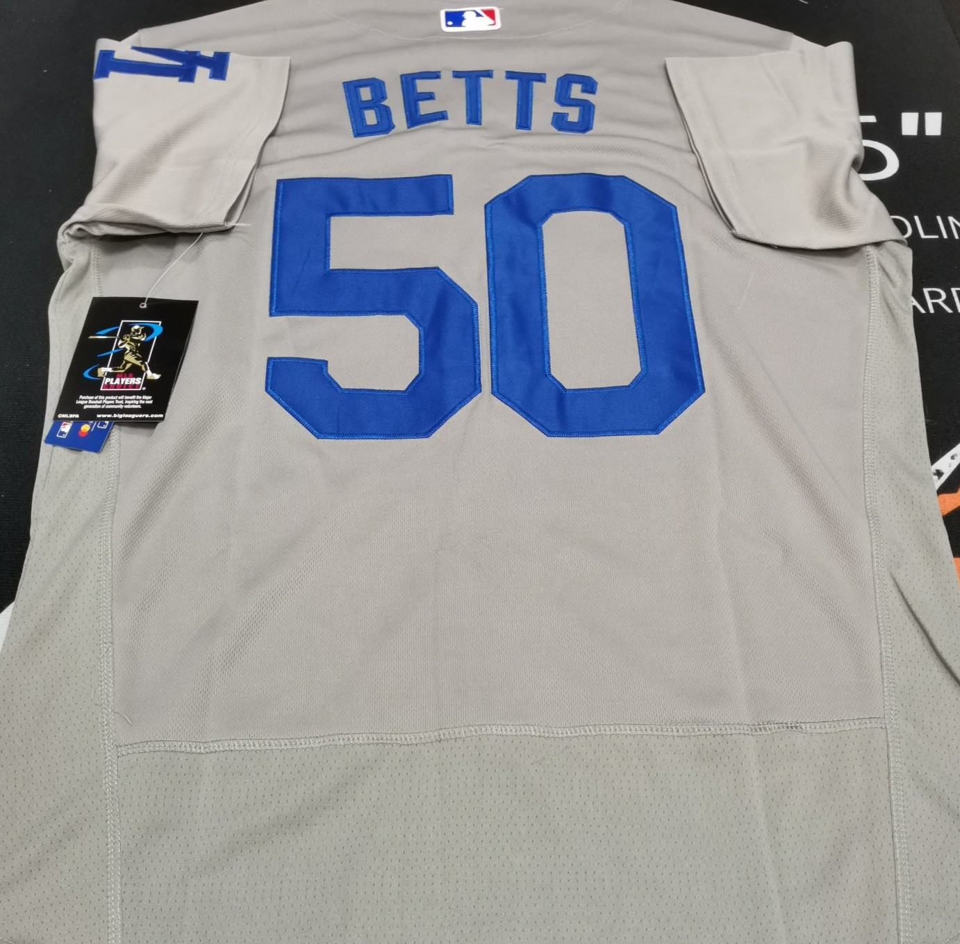 Mookie Betts #50 LAD Gray Flex Base Sewn Stitched Jersey.
