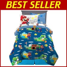 Super Mario Kids Bedding Set, 5pc Twin Size