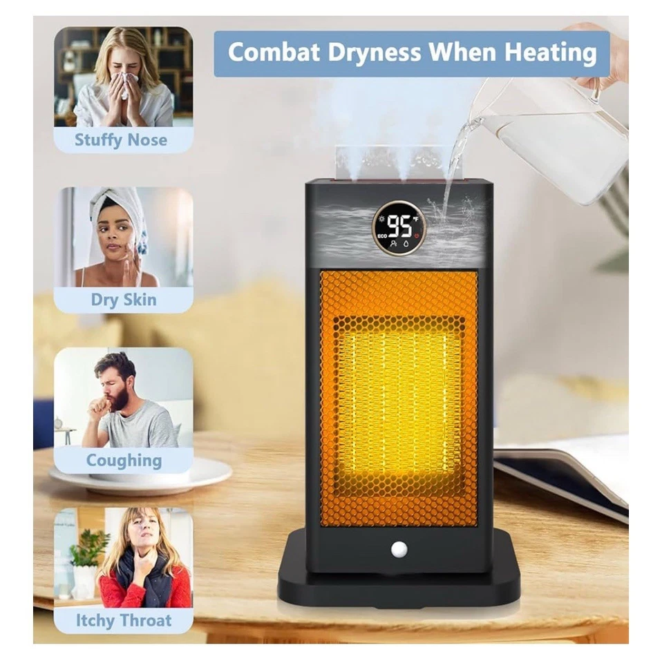 3-in-1 Space Heater with Humidifier, Space Heaters for Indoor Use with Motion - Image 2 of 4