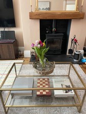 Marks and Spencer glass and gold coffee table, excellent condition