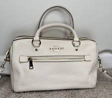 Coach Rowan Chalk Pebbled Leather Removable Crossbody Strap Satchel Bag