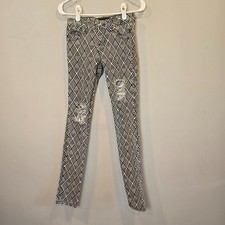 Tripp NYC Daang Goodman Jeans Geometric Distressed Skinny Juniors 1 Black White