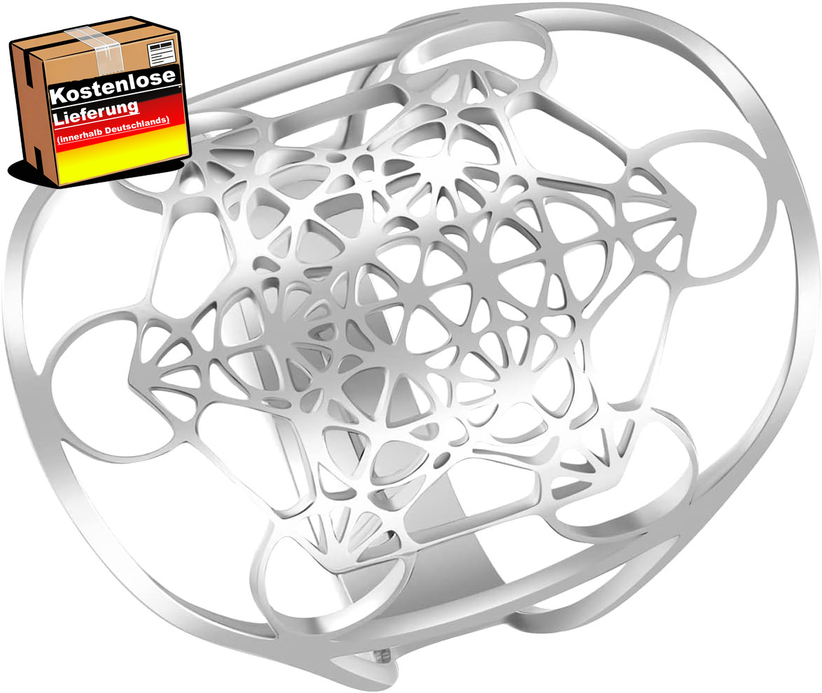 Damen Erzengel Ring Metatron Muster Edelstahl Hohlring Blume Lebens Schmuck Gesc