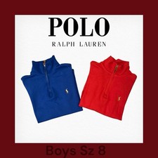 Polo by Ralph Lauren Boys 1/4 Zip-Up light Sweater Bundle Red Blue. Size S 8