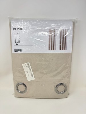 IKEA Merete Beige Curtains 57x98'' Grommets 801.119.85 NEW