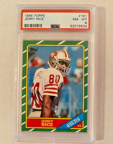 1986 TOPPS #161 JERRY RICE ROOKIE RC PSA 8