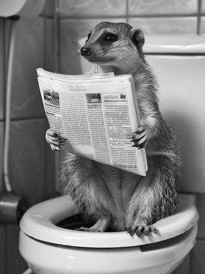 Frecher Mungo lesen Zeitung - Toilettenhumor lustiges Wandbild A1-A4 Poster Kunst