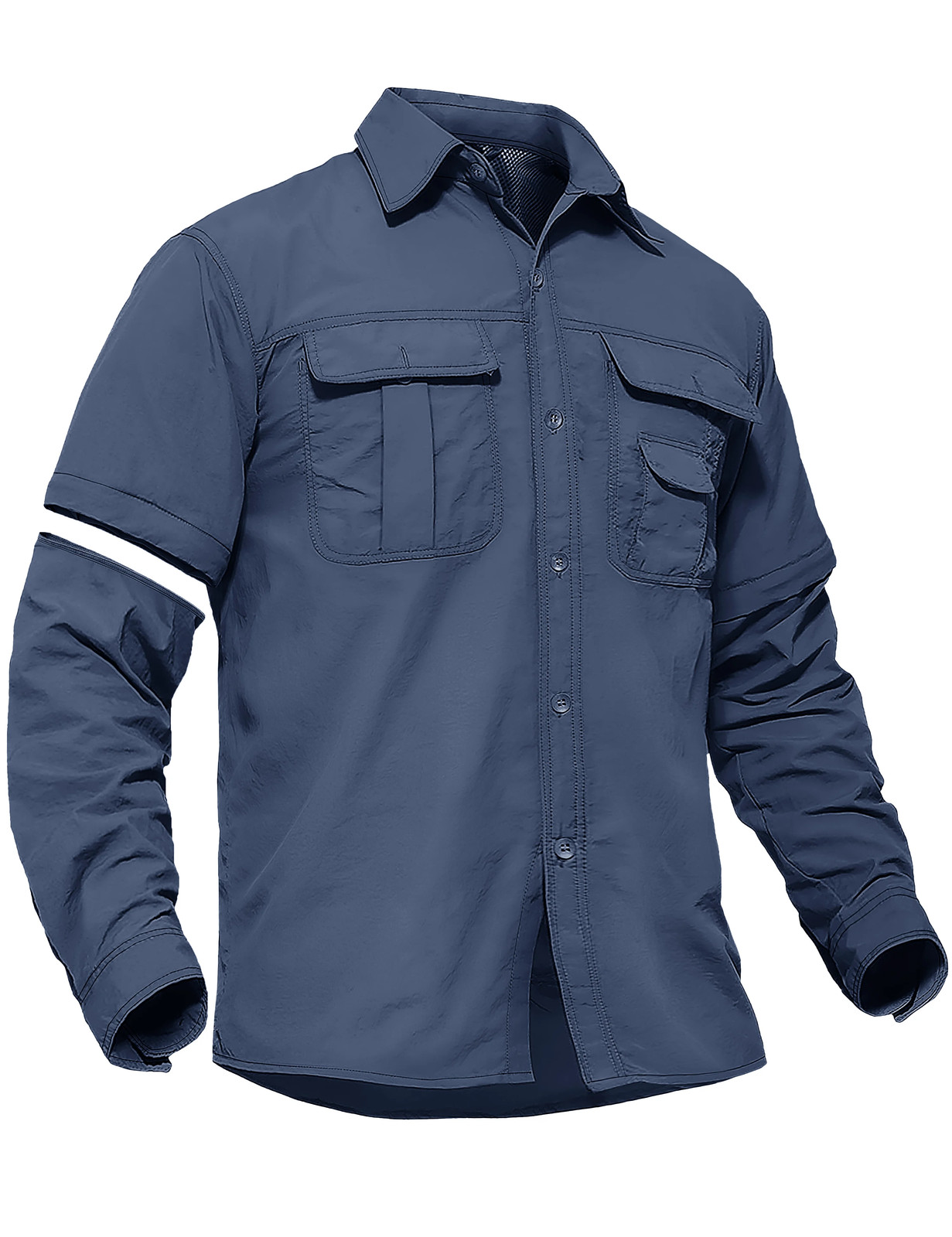I Men's Long Sleeve Nylon Cargo Work Shirts with Pockets image 8