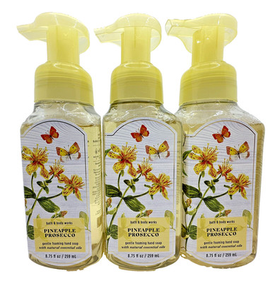 Bath & Body Works Pineapple Prosecco Gentle Foaming Hand Soap 8.75 Oz x3