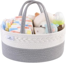 PHILORN Diaper Caddy Organizer, Cotton Rope Basket, Woven White