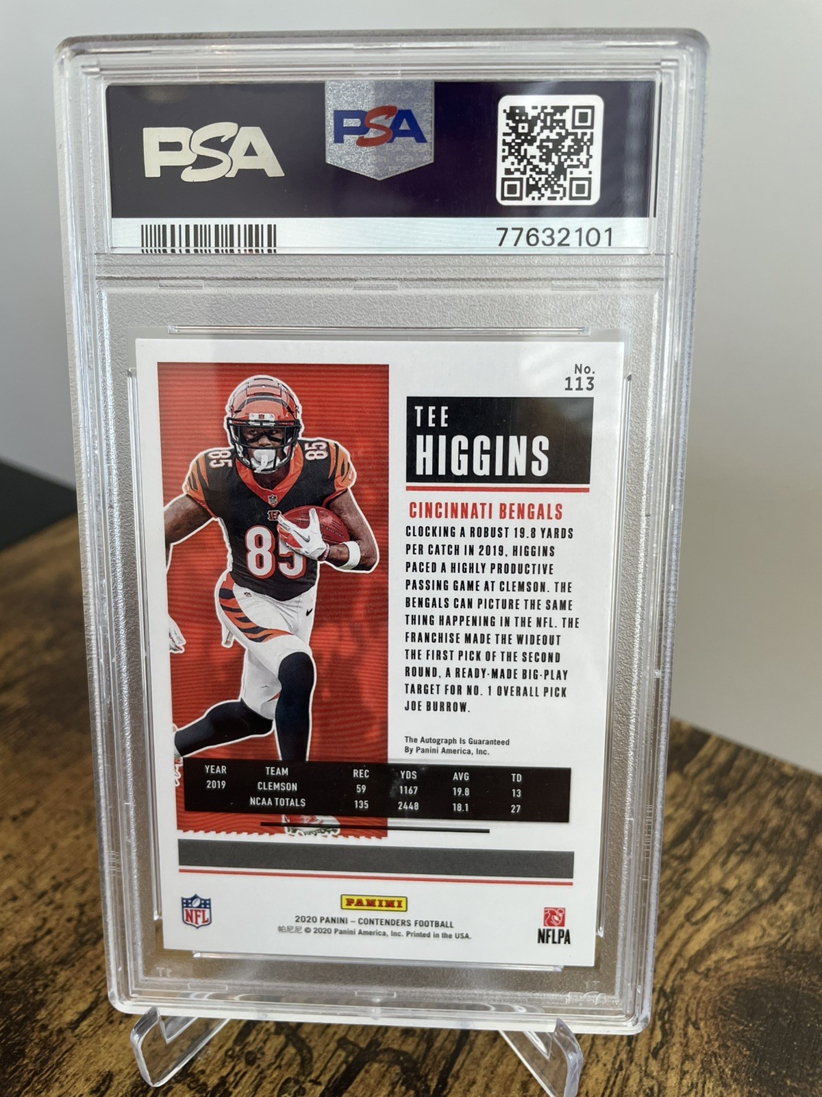 2020 Panini Contenders Tee Higgins #113 RC AUTO PSA 10 Cincinnati Bengals 🔥