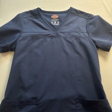 Dickies Women's Navy Blue Scrubs Top Size Small with Two Pockets