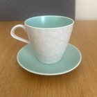 Poole Pottery Cup and Saucer Set Twintone Ice Green  Seagull Grey