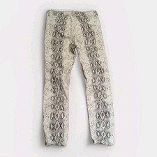 ZARA Woman Snakeskin Print Pants Size 6 Skinny Raw Hem Gray Black