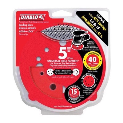 Diablo DCD050040H15G 40 Grit Ultra Coarse ROS Hook & Lock Disc 5 Dia. in.