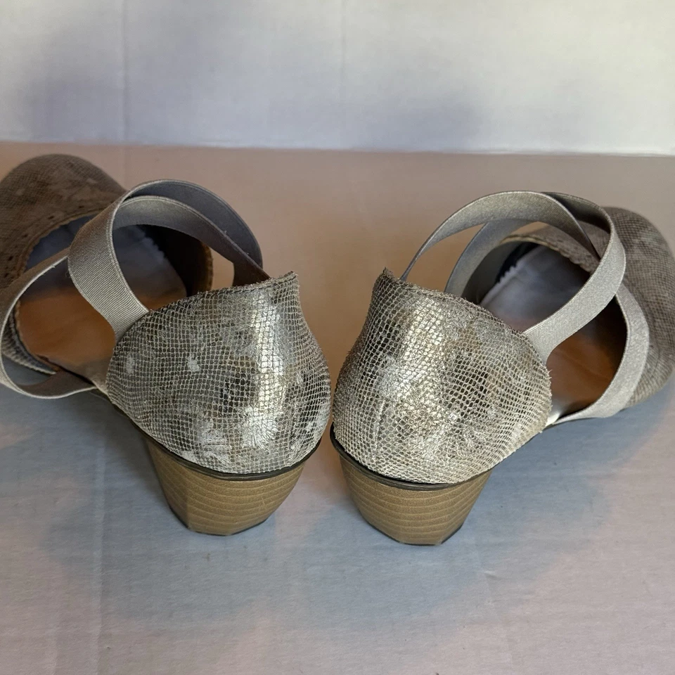 Zapatos Rieker para mujer plateados dedos cerrados elásticos plateados fáciles antiestrés cuña 38 Foto 4 de 4