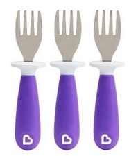 Munchkin Raise Toddler Fork Set, 12 Months, BPA Free, Purple, Qty 3, Old Versio