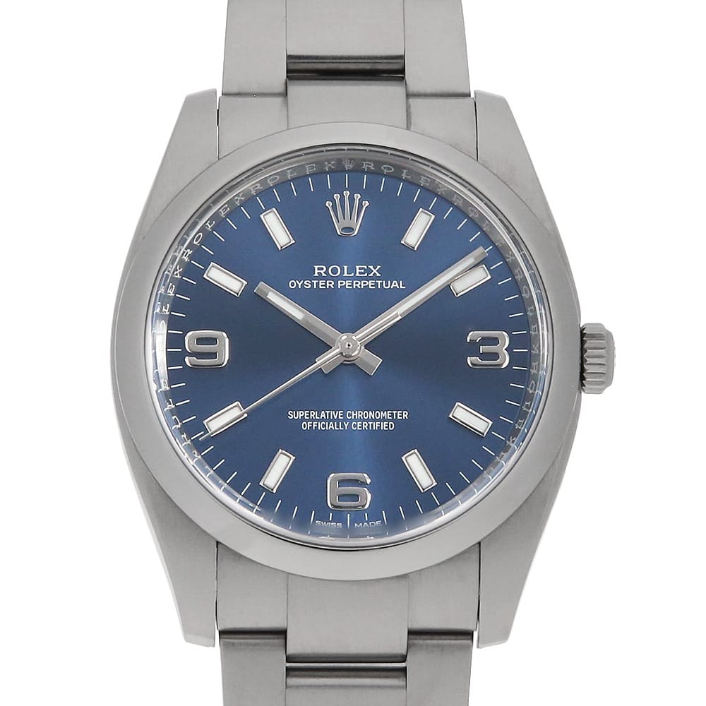 mens white Oyster 114200 Random second hand bar perpetual 369 ROLEX Number blue - vintagewatches.pk