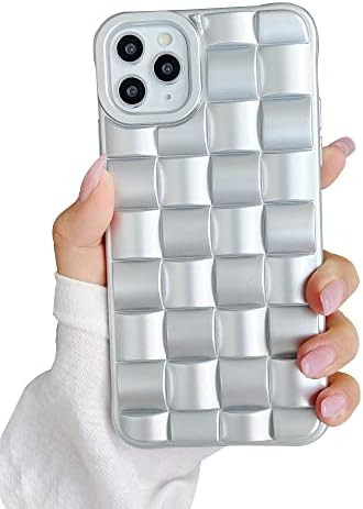 Designed for iPhone 15 Pro Case for Women, Cute 3D Plaid Desgin Case Soft TPU Fu