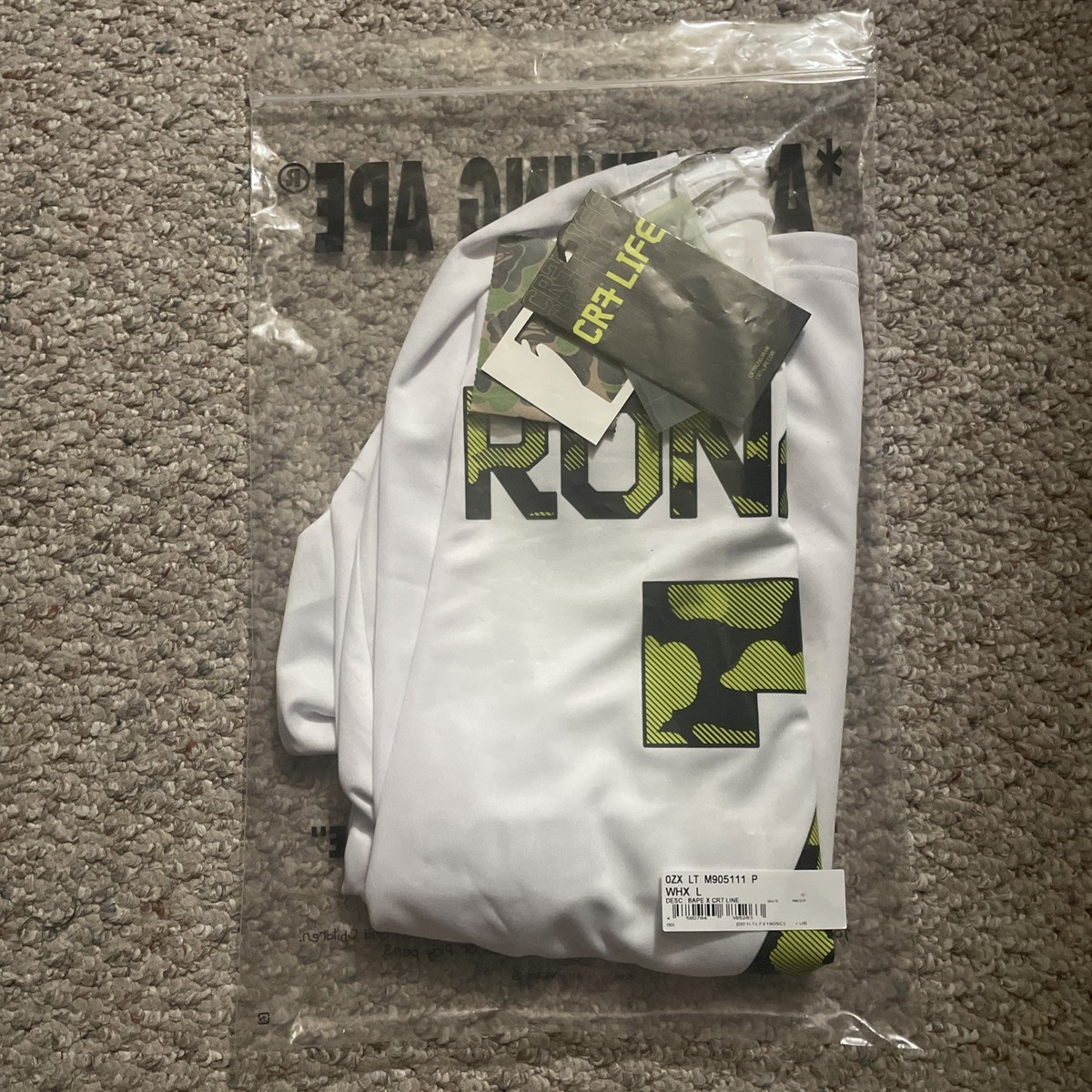 Bape x CR7 White Multi Logo Ronaldo Football Jersey Long Sleeve 