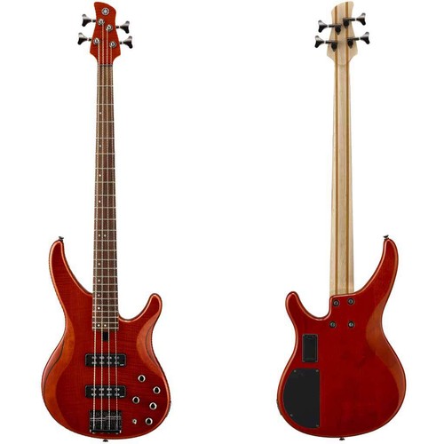 Yamaha TRBX604FM 4 String Bass Guitar with Flame Maple Top - Caramel Brown