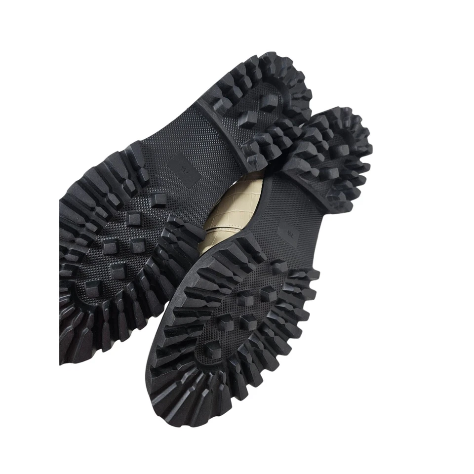 Aerosoles 7.5 Rockie Crema Cocodrilo Cuero Repujado Grueso Taco Mocasín Hebilla Gótico Foto 4 de 4