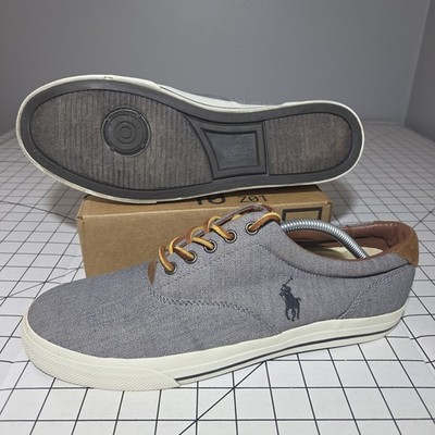 Polo Ralph Lauren Vaughn Mens 12 Blue Chambray Herringbone Suede 0200001087 Prep