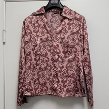 East 5th Womens Button Up Shirt Top Size 16 Satin Boho Floral Long Sleeve