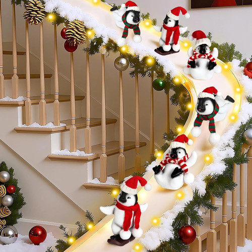 Penguins Christmas Staircase Decorations Set Banister Christmas… at eBay