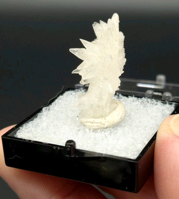 Sparkly White Aragonite Crystal Thumbnail Specimen - Mexico (laseal)