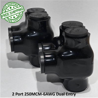 2-Port 250MCM-6AWG Dual Entry  Insulated Multi Tap Wire Connector