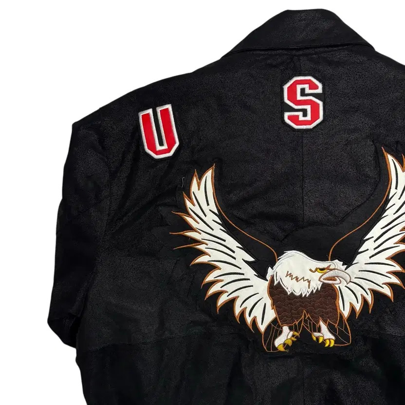 Ameri Mode Black Leather Biker Jacket, Size L - image 5