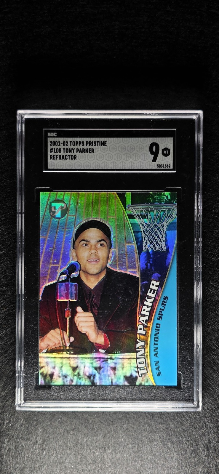2001-02 Topps Pristine #108 Tony Parker Refractors Rookie SGC 9 SPURS!