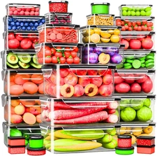 66 Pcs Large Food Storage Containers with Lids Airtight-Total 19075ML Stackable 