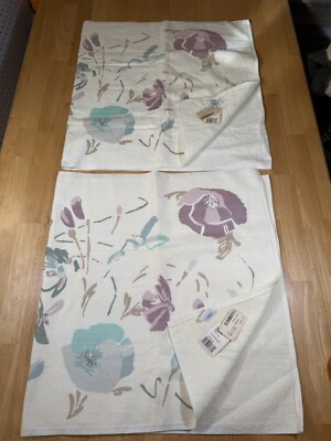 NEW Vintage Springmaid Bath Towels Set of 2 Silk Poppies NWT NOS Floral