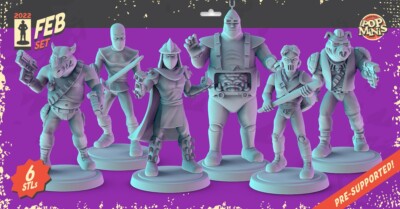 popminis teenage mutant ninja turtles 3D printed miniature set Shredder Bebop +