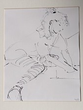 XX C Disegno a inchiostro originale firmato da Frank Peter Sidoli Studio di una ragazza