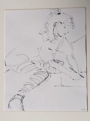 XX C Original Tuschezeichnung signiert von Frank Peter Sidoli Studie eines Mädchens