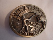 Vintage Fish America Brass Belt Buckle Limited Edition