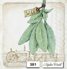 381 TWO Individual Paper LUNCHEON Decoupage Napkins - SAGE HERB PLANT FARM