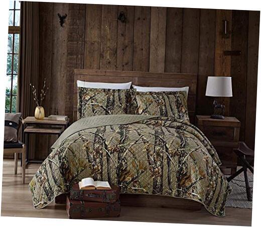 Salem 2-Piece Pre-Washed Cabin Lodge Quilt Set in Forest Camo  