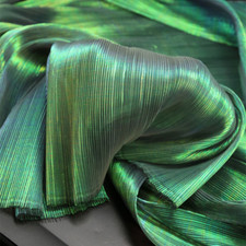 Organza Mesh Holographic Pleated Fabric Lace Frill for Stage Costume Shiny Fairy
