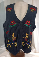 Bobbie Brooks Christmas Embroidered Vest - Black - 22W/24W - Preowned 2b11