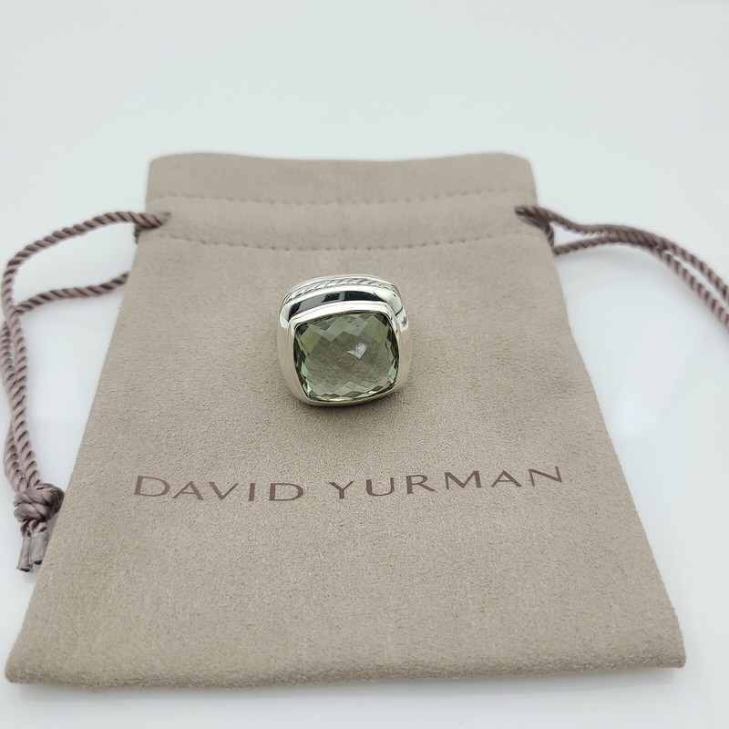 David Yurman sterling silver 17mm Albion Ring Prasiolite size 7