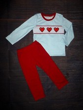NEW Valentine's Day Boys Embroidered Heart Boutique Outfit Set
