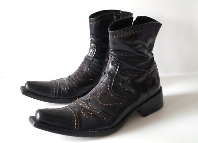 Damy Herren Stiefel Italy Vero Cuoio Vintage Posh Gr. UK 7 Echtleder Messing