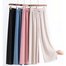 Ladies Wide Leg Trousers Girl High Waist Comfy Straight Loose Casual Pants