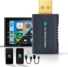 CarPlay Android Auto Wireless Adapter, Mini 2in1 