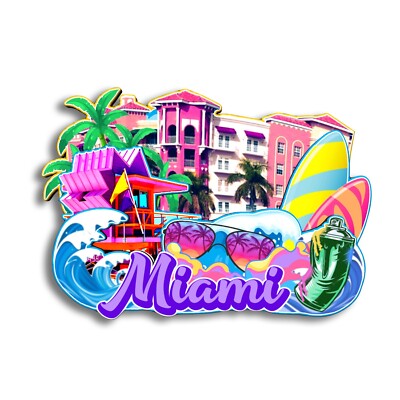 Magnete Frigorifero 3D Miami USA - Souvenir Di Viaggio In Resina - 9x6 Cm - Regalo Originale