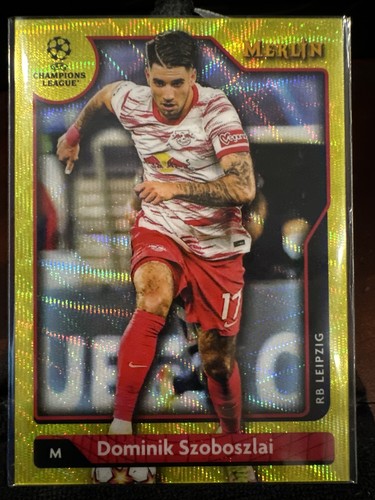 Dominik Szoboszlai [Yellow Wave] #9 2021 Topps Merlin Chrome UEFA card